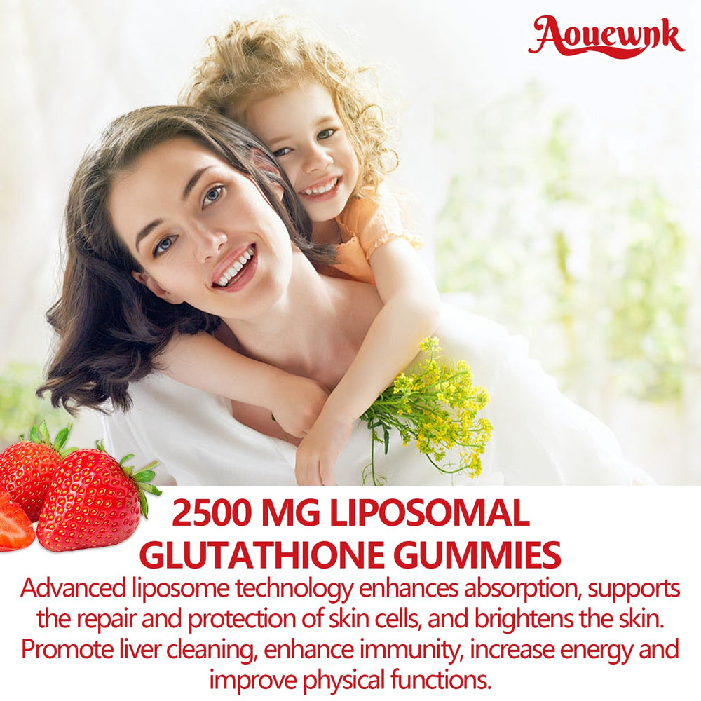 Aouewnk Glutathione Gummies chew close-up for quick daily intake