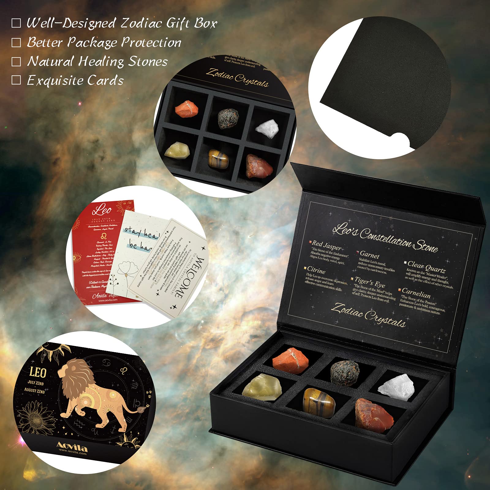 Aovila Leo E-book guide cover, quick crystal care tips.