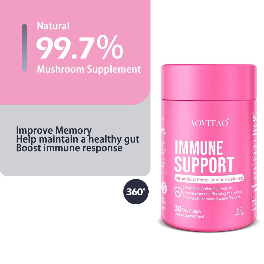 AOVITAO Reishi mushroom capsules in a balanced immune-support formulation