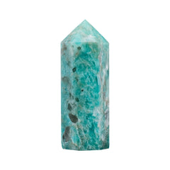 Apengshi Amazonite tower top view highlights natural texture for meditation decor.