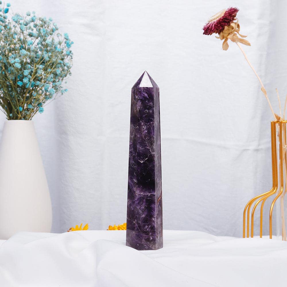Apengshi Amethyst Tower close-up revealing natural textures and color