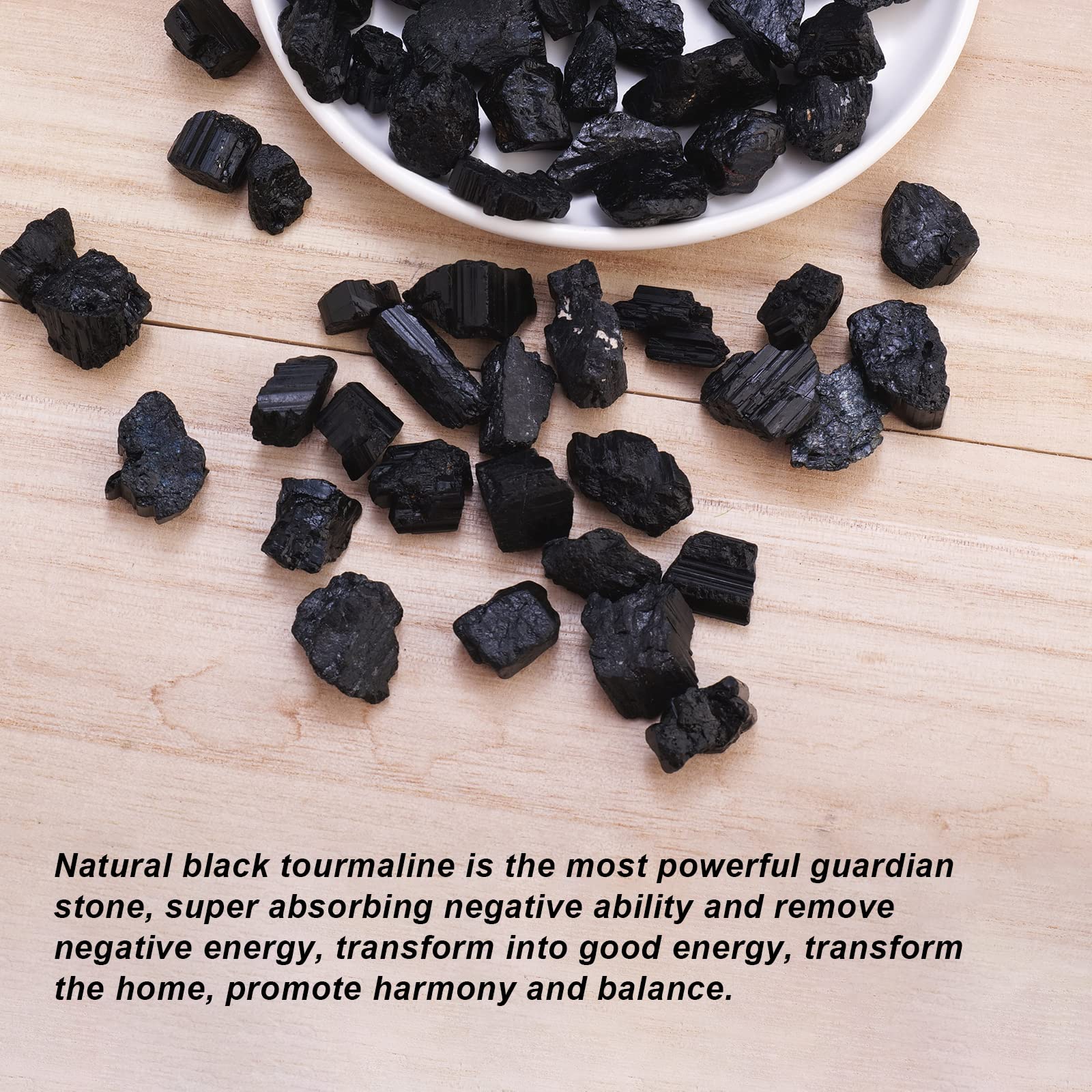 Apengshi Black Tourmaline raw stone 230g naturally varied in a bag, suitable for chakra work.