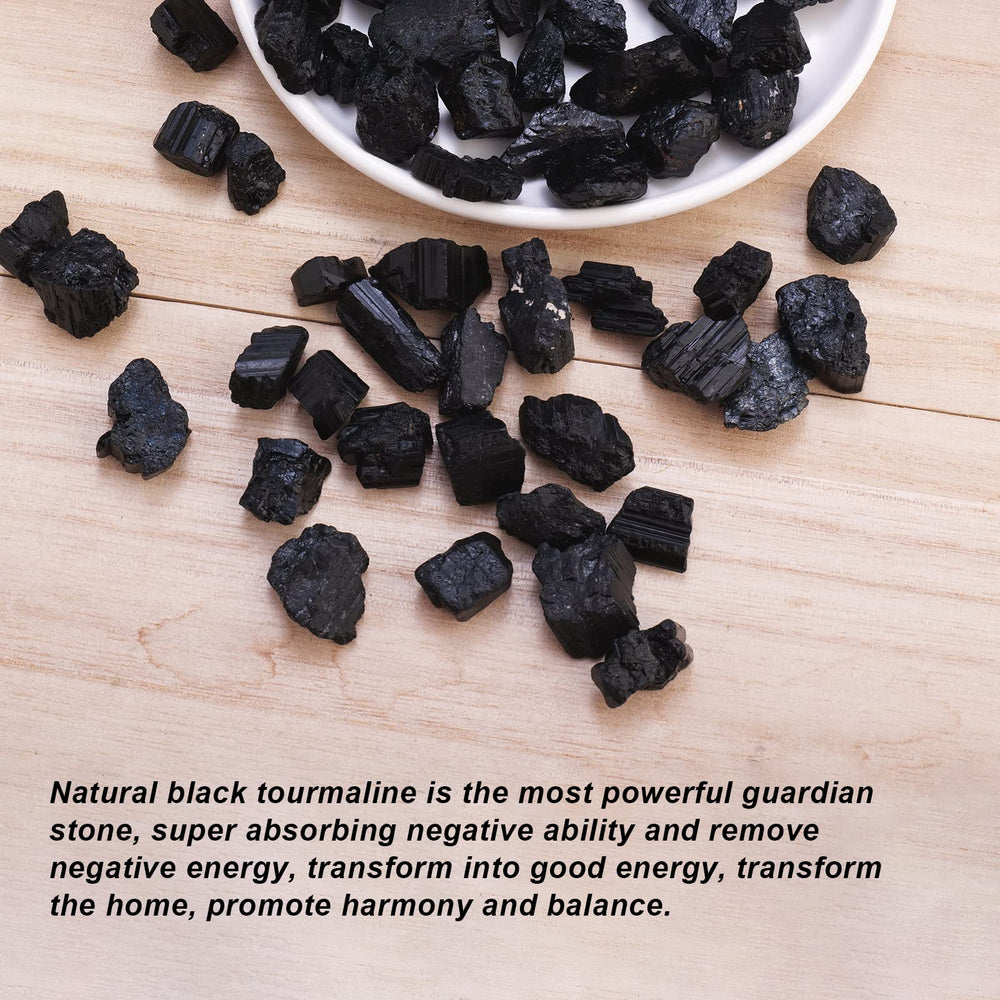 Apengshi Black Tourmaline raw stone 230g naturally varied in a bag, suitable for chakra work.