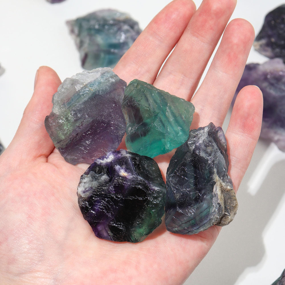 Rainbow fluorite decorative piece for garden and interior spaces.