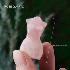 Apengshi rose quartz goddess statue with detailed face for focus and serenity.