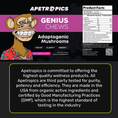 Apetropics Genius Chews bottle display with berry flavor for daily use