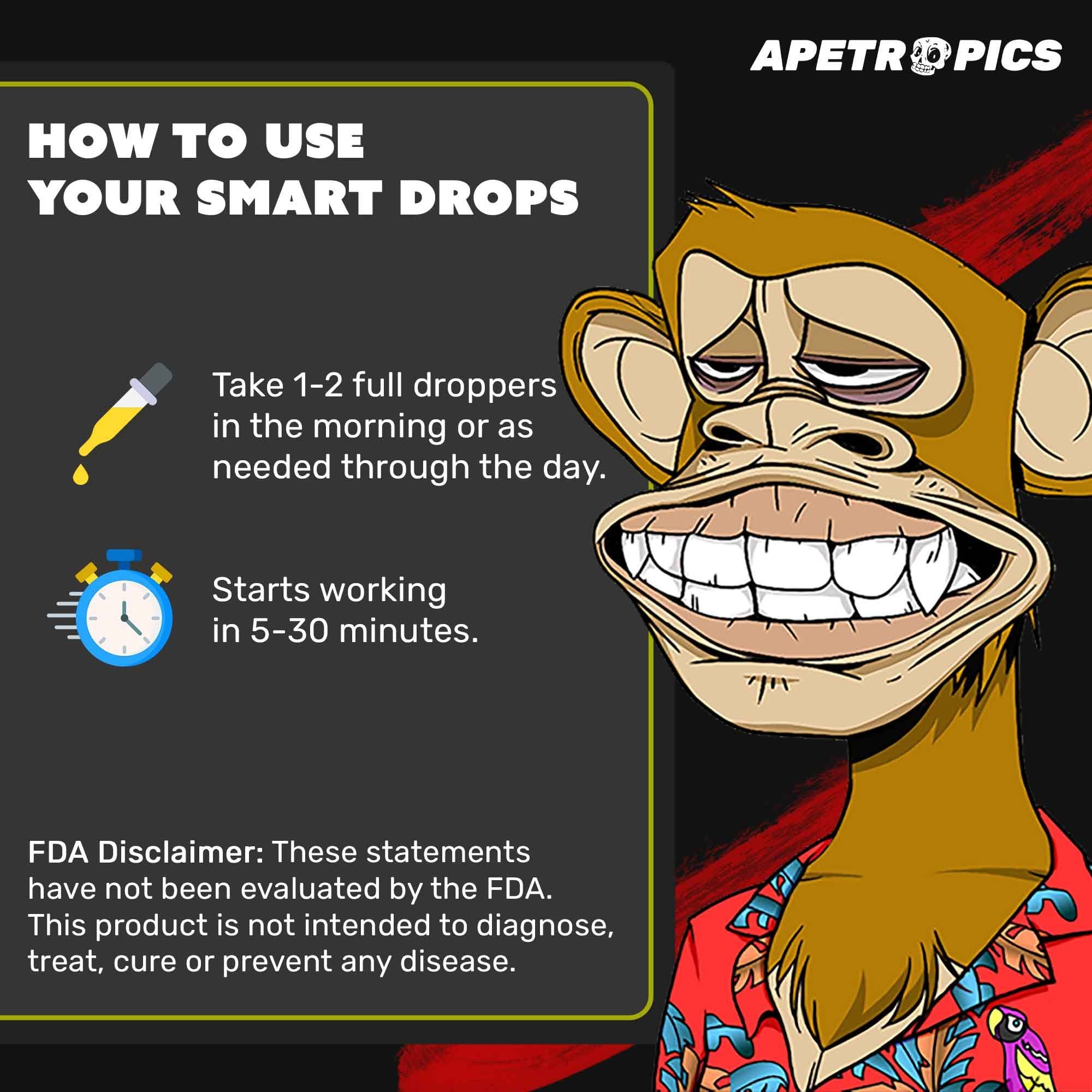 Apetropics Smart Drops dropper in hand for quick focus boost