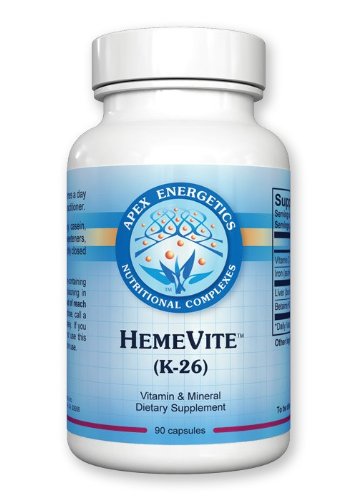 Apex Energetics HemeVite K-26 bottle pour supports easy daily dosing and routine vitality.