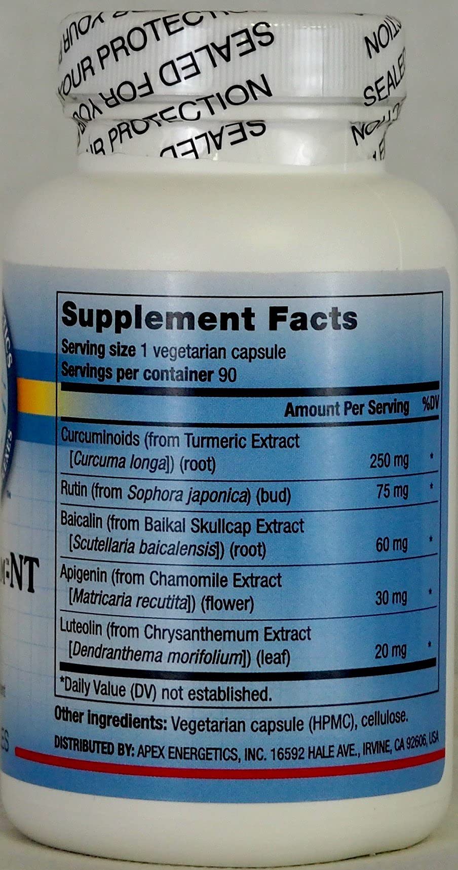 Apex Energetics NeuroFlam K-46 packaging label with clear directions