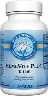 APEX HemeVite Plus bottle front showing iron-rich formula for daily support
