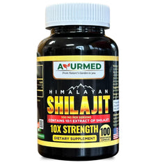 Apollo Ayurveda Pure Himalayan Shilajit Capsules bottle showing 5000 mg potency for daily energy.
