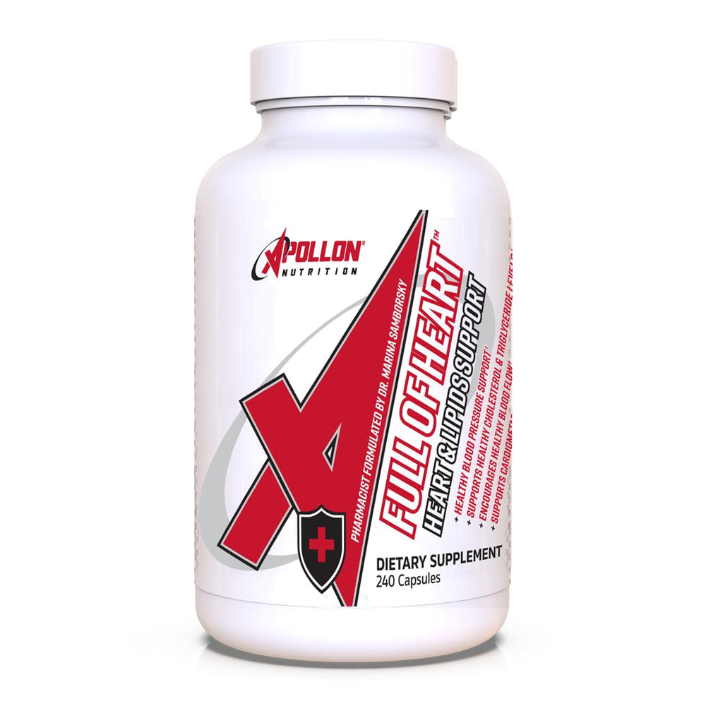 Apollon Full of Heart bottle label, premium cardiovascular support blend.