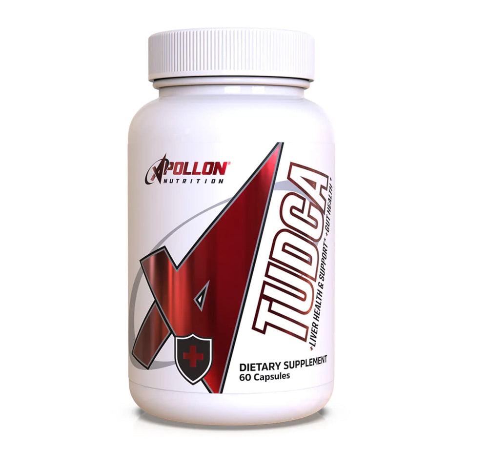 Apollon Nutrition Tudca bottle closeup highlighting premium formula for daily wellness