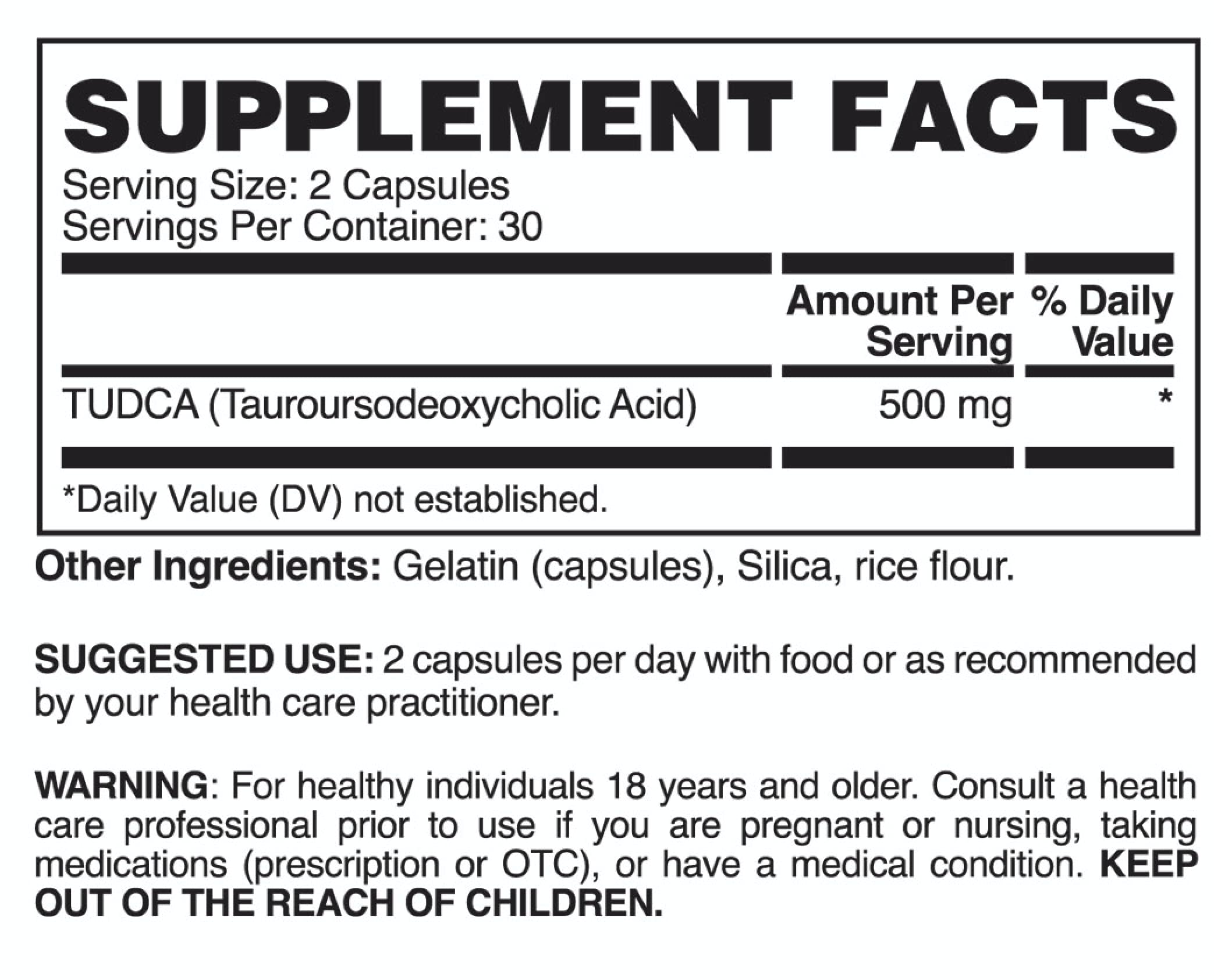 Apollon Nutrition Tudca capsules stacked show consistent 250 mg dose per serving