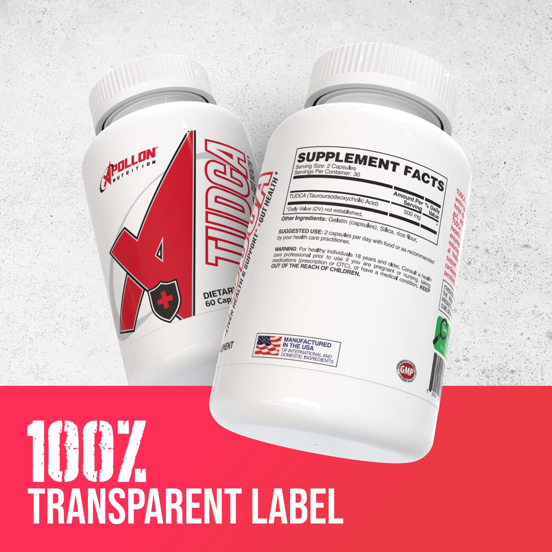Apollon Nutrition Tudca glass with capsules implies convenient nighttime supplementation