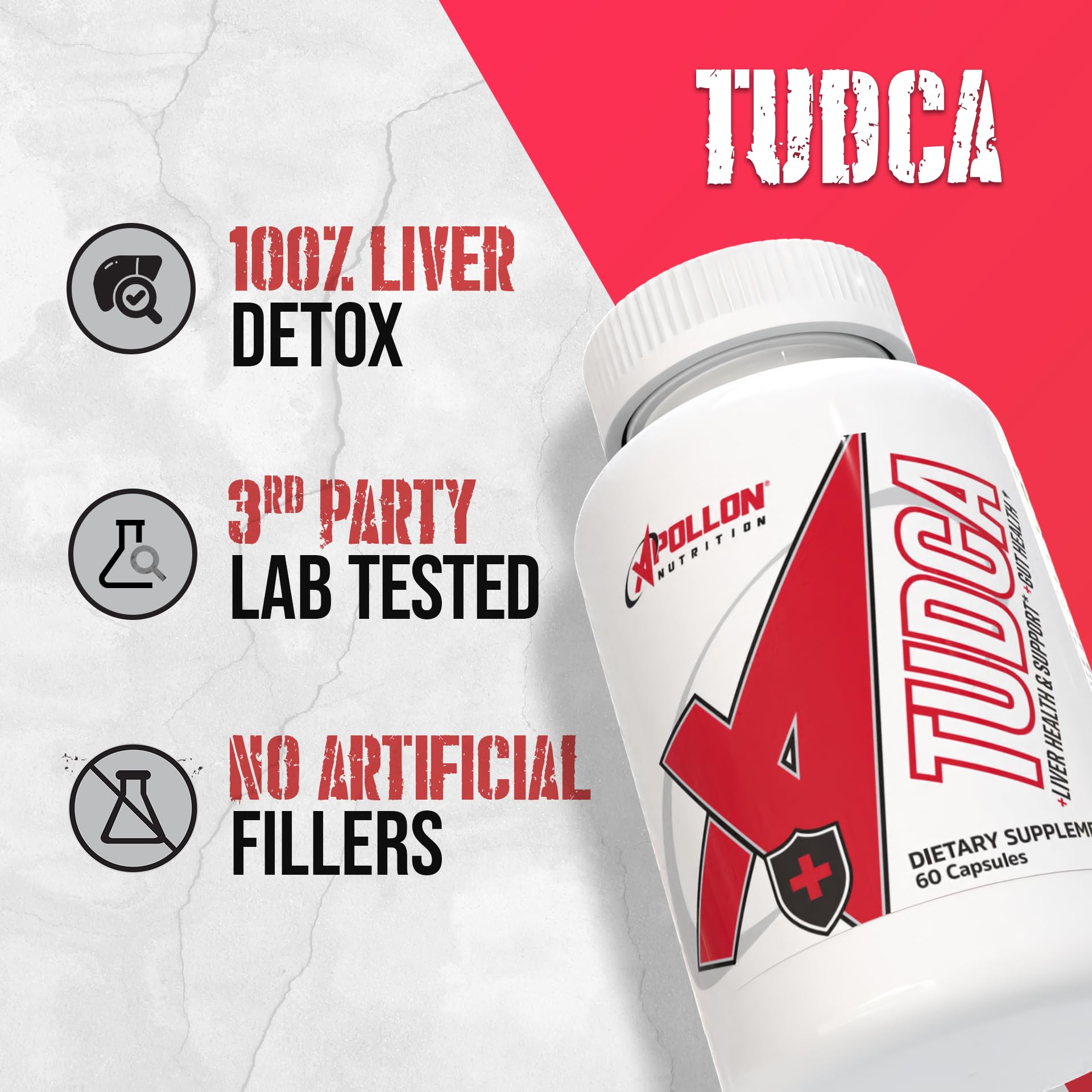 Apollon Nutrition Tudca packaging display showcases storage and accessibility