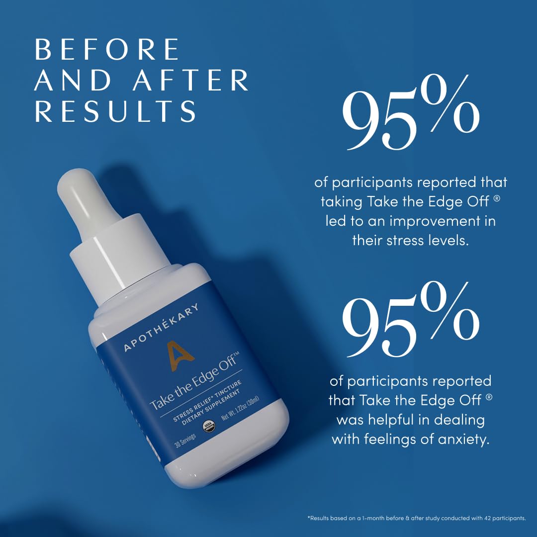 Glass with Apothekary Take The Edge Off drops ready for evening ritual.