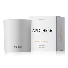 APOTHEKE Signature Magnolia Candle label shows premium branding and gift-ready appeal.