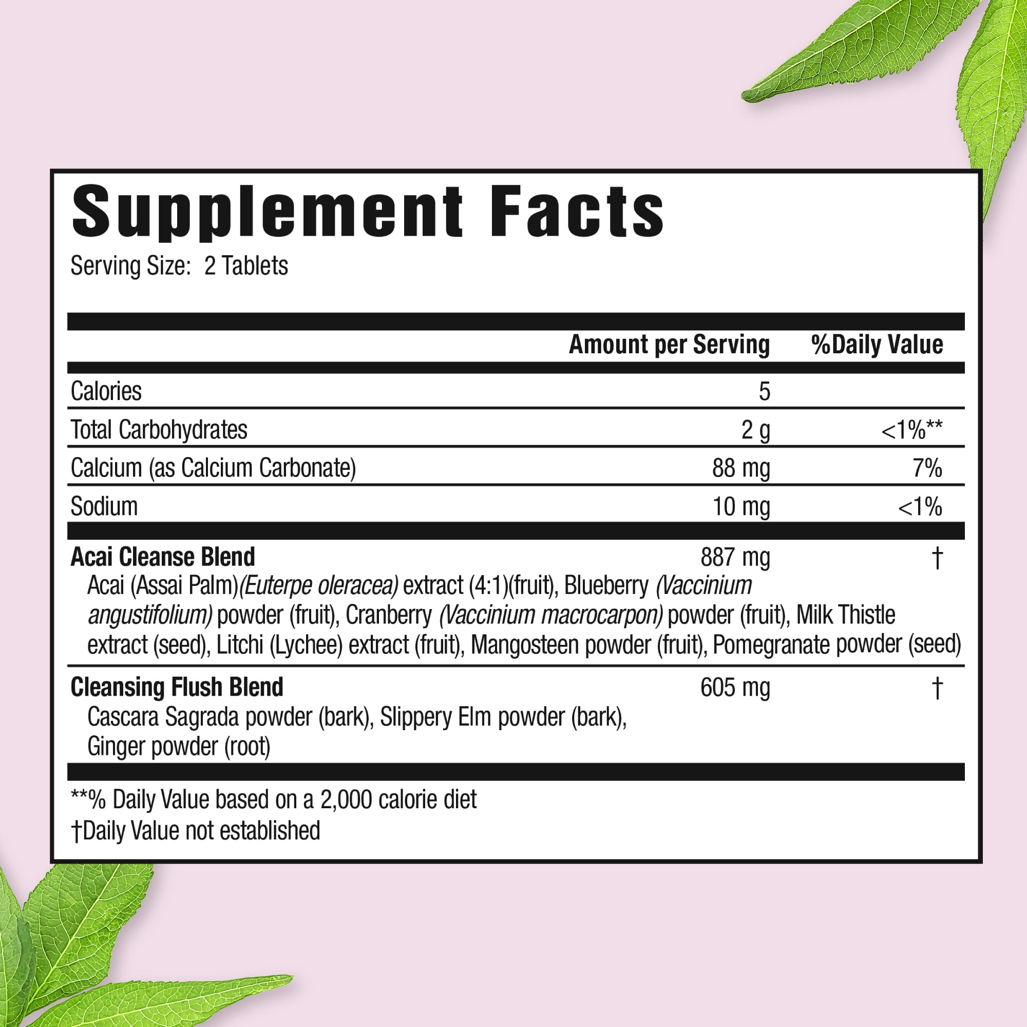 Applied Nutrition Acai Cleanse tablets close-up highlighting natural ingredients and fullness relief.