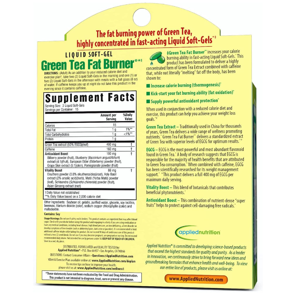 Applied Nutrition Green Tea Fat Burner convenient daily use in bottle