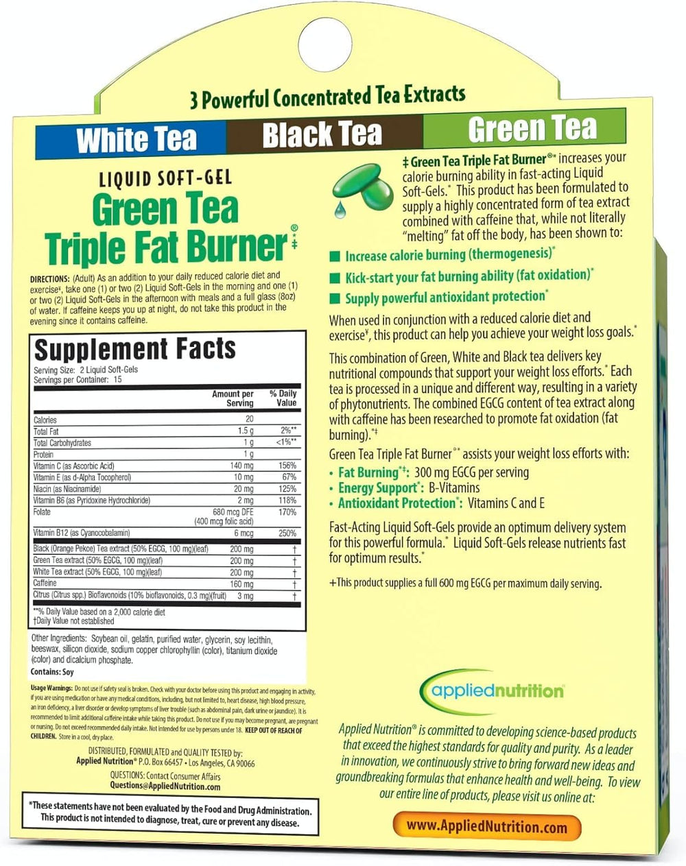 Applied Nutrition Green Tea Fat Burner paired with workouts for energy.