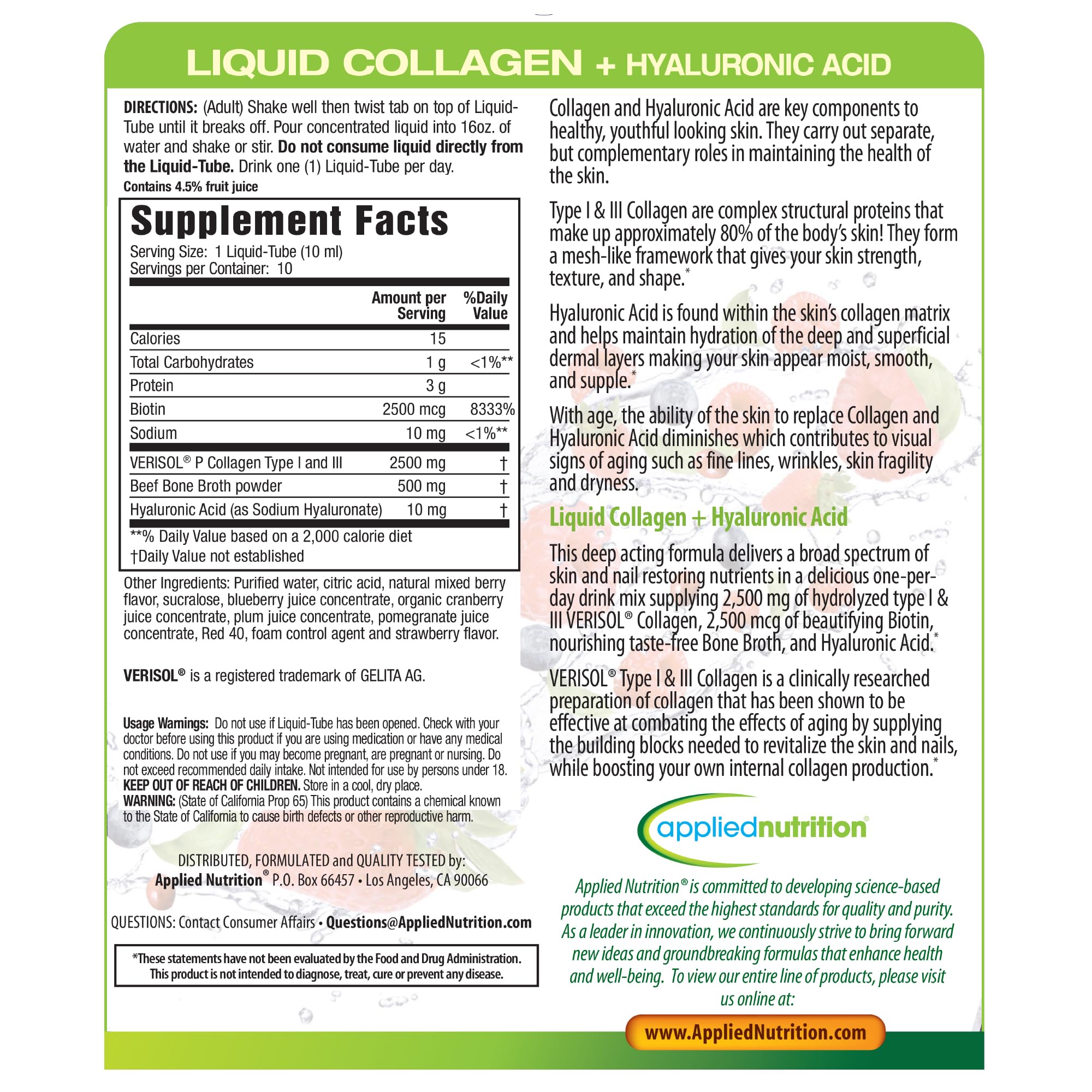 Applied Nutrition serving image demonstrates convenient on-the-go daily dose.