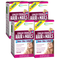Applied Nutrition Longer Stronger Hair & Nails soft-gels bottle; potential hair support.