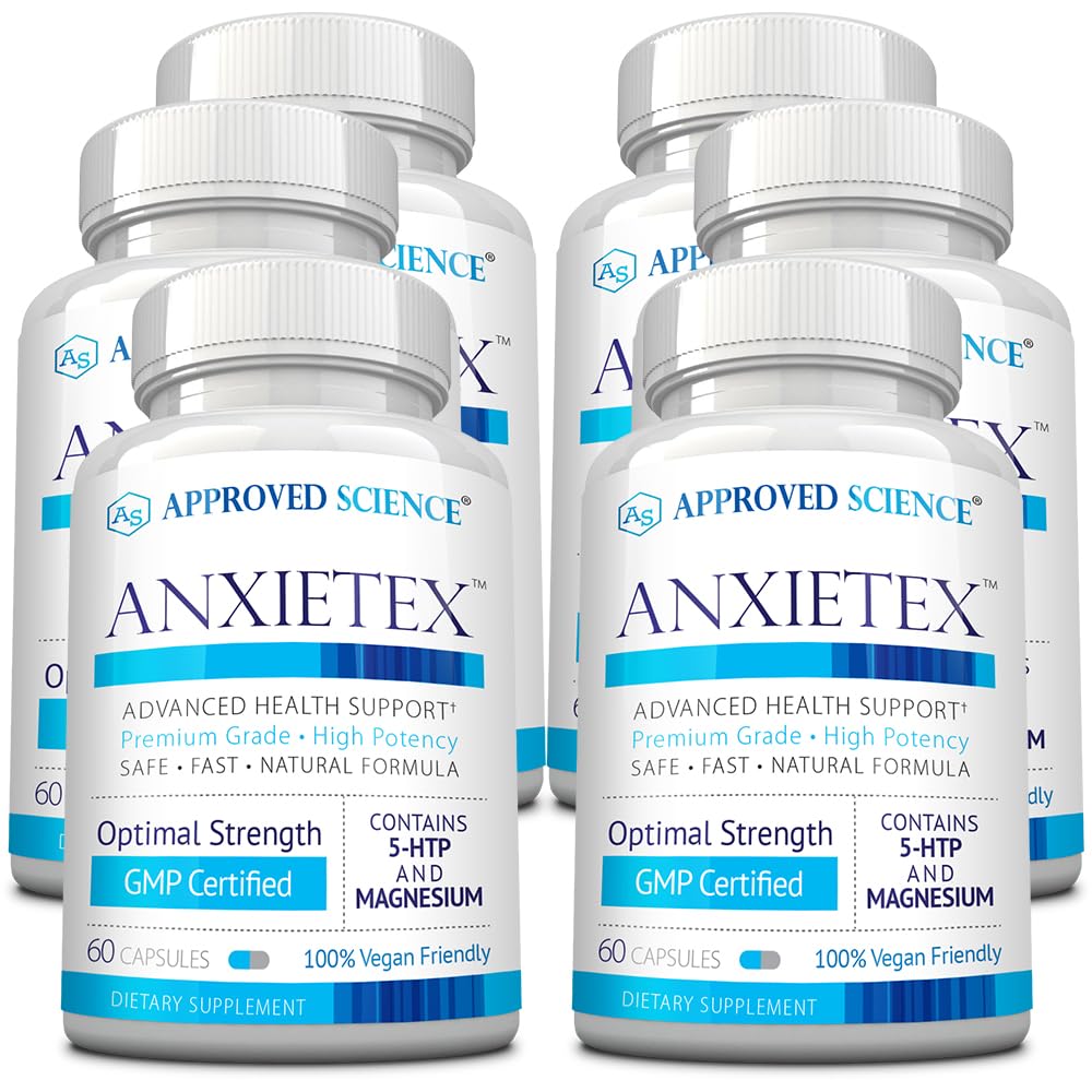 Approved Science Anxietex bottle front view shows vegan capsules for daily calm