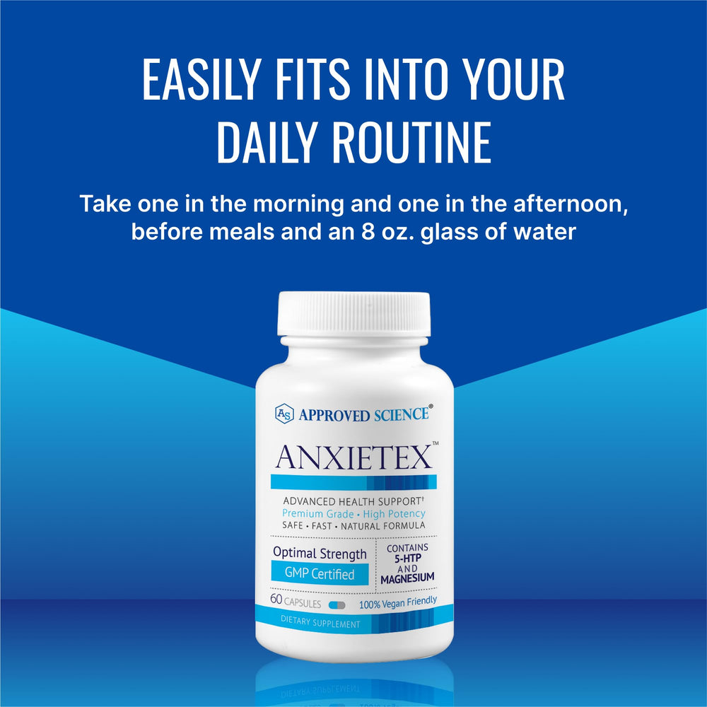 Approved Science Anxietex daily-use capsule for calm and relaxed routine