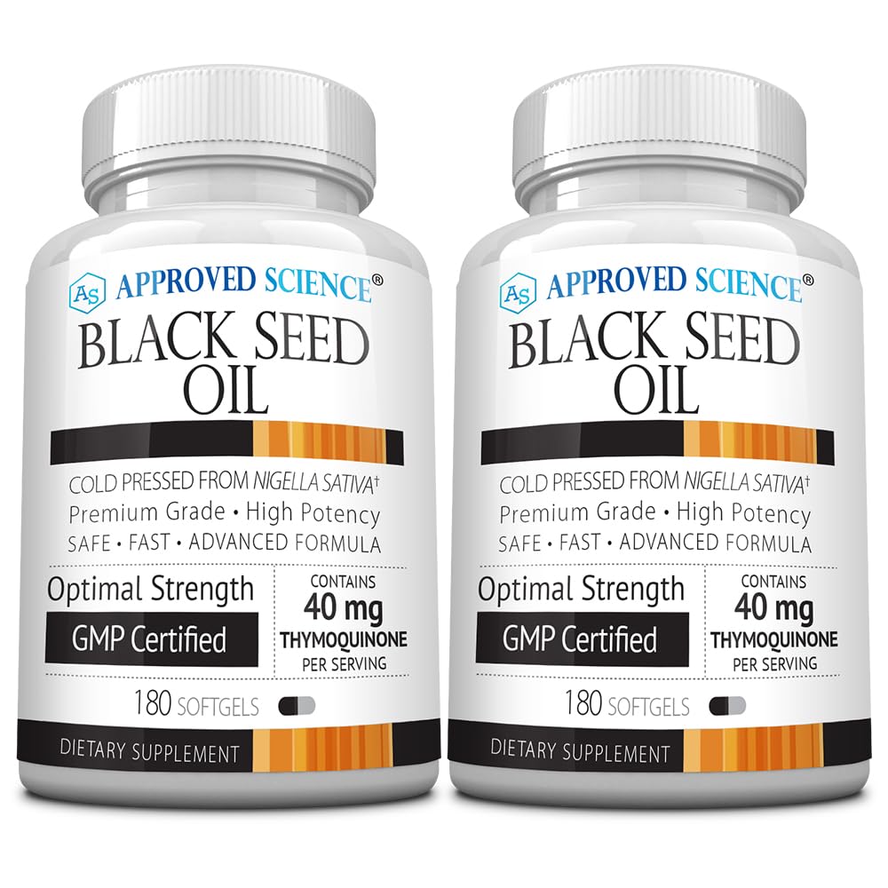 Approved Science Black Seed Oil 360 softgels bottle enhances immune support and daily wellness.