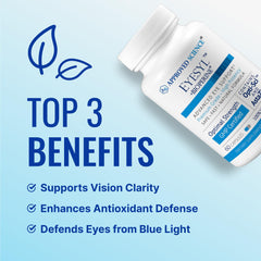 Approved Science EyeSyl capsules on a white background indicate taurine and B vitamins support.