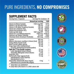 Approved Science EyeSyl ingredients closeup features astaxanthin lutein and Bioperine for absorption.