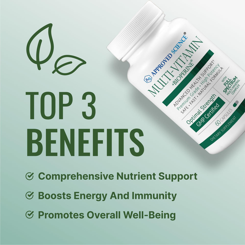 Capsules of Approved Science Multi-Vitamin close-up for easy daily intake