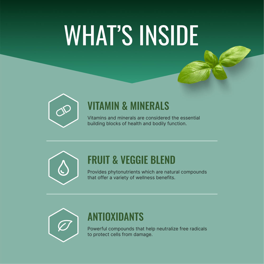 Close-up of Approved Science Multi-Vitamin label highlighting full-spectrum nutrients