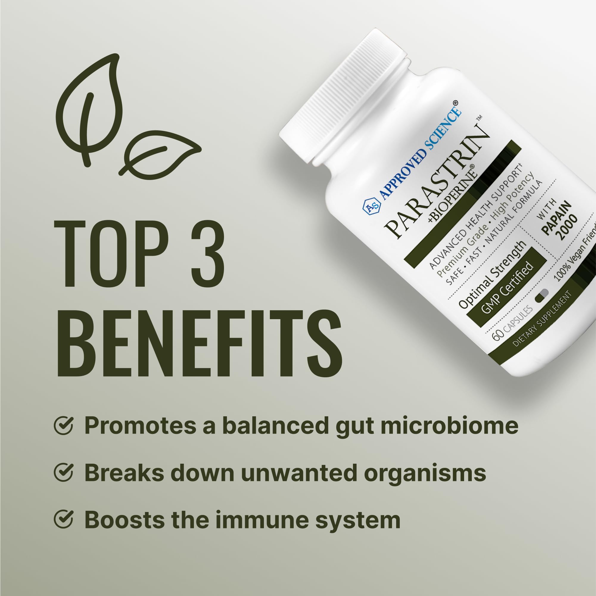 Approved Science Parastrin capsules ready for daily use and routine support