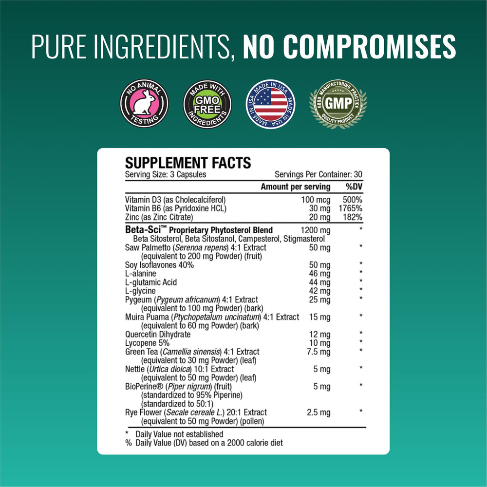 Approved Science Prostarex capsules pack emphasizing 90 capsules per bottle for a routine