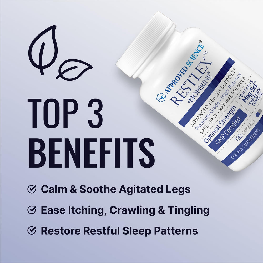 Approved Science Restlex capsules in hand illustrate simple, everyday intake.