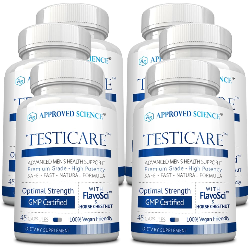 Approved Science TestiCare bottle front shows vegan vein support packaging.