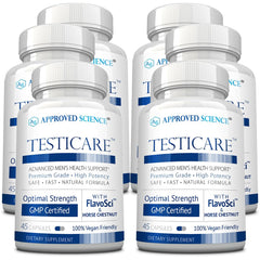 Approved Science TestiCare bottle front shows vegan vein support packaging.