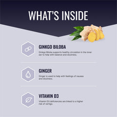 VertiSyl capsules closeup showing ginkgo and ginger ingredients for everyday balance support.