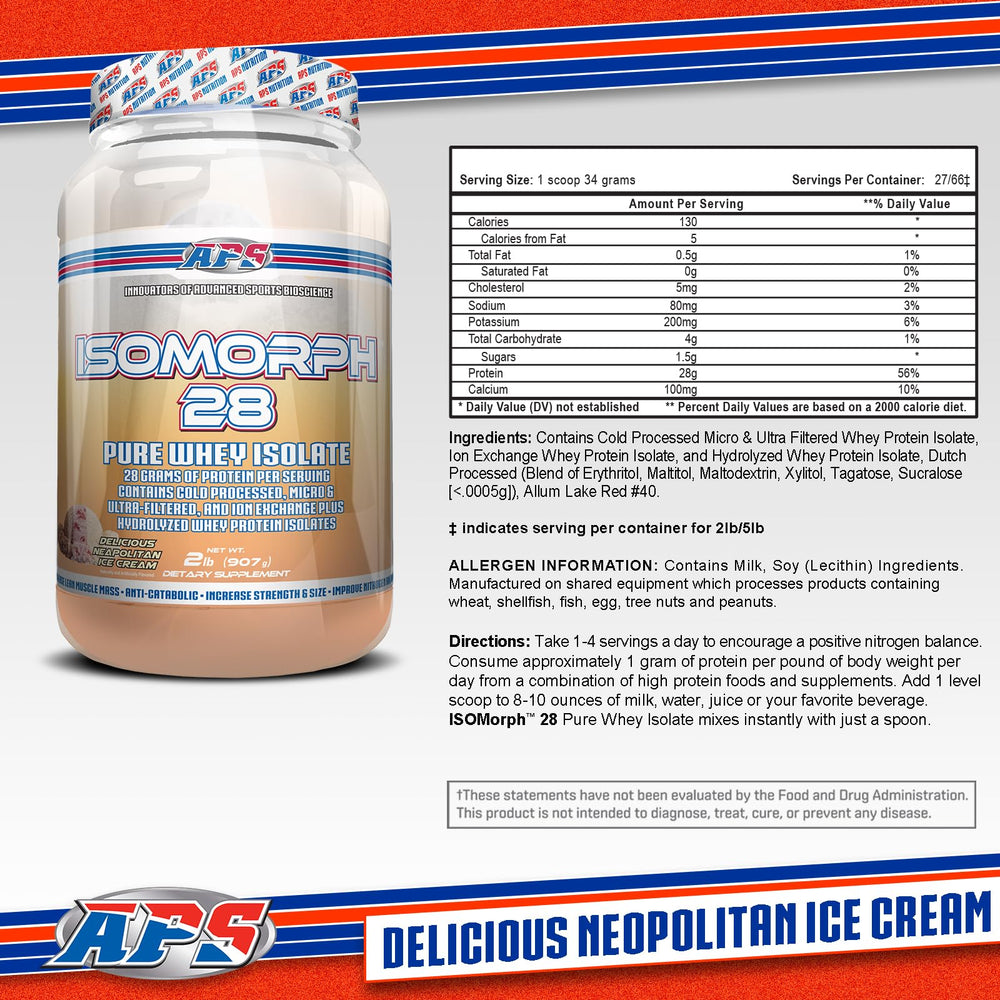 APS Nutrition Isomorph 28 Whey Powder – Neapolitan Ice Cream, 2 lb ...