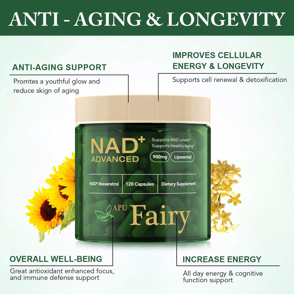 APU.FAIRY NAD ingredient blend highlights NR and quercetin.
