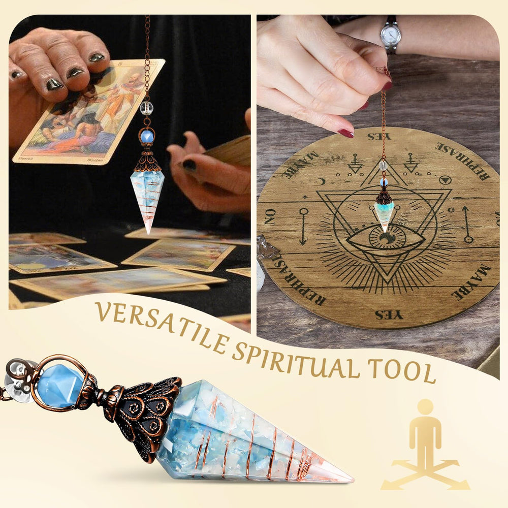 9.8-inch chain on the Aquamarine pendulum enables adjustable reach.