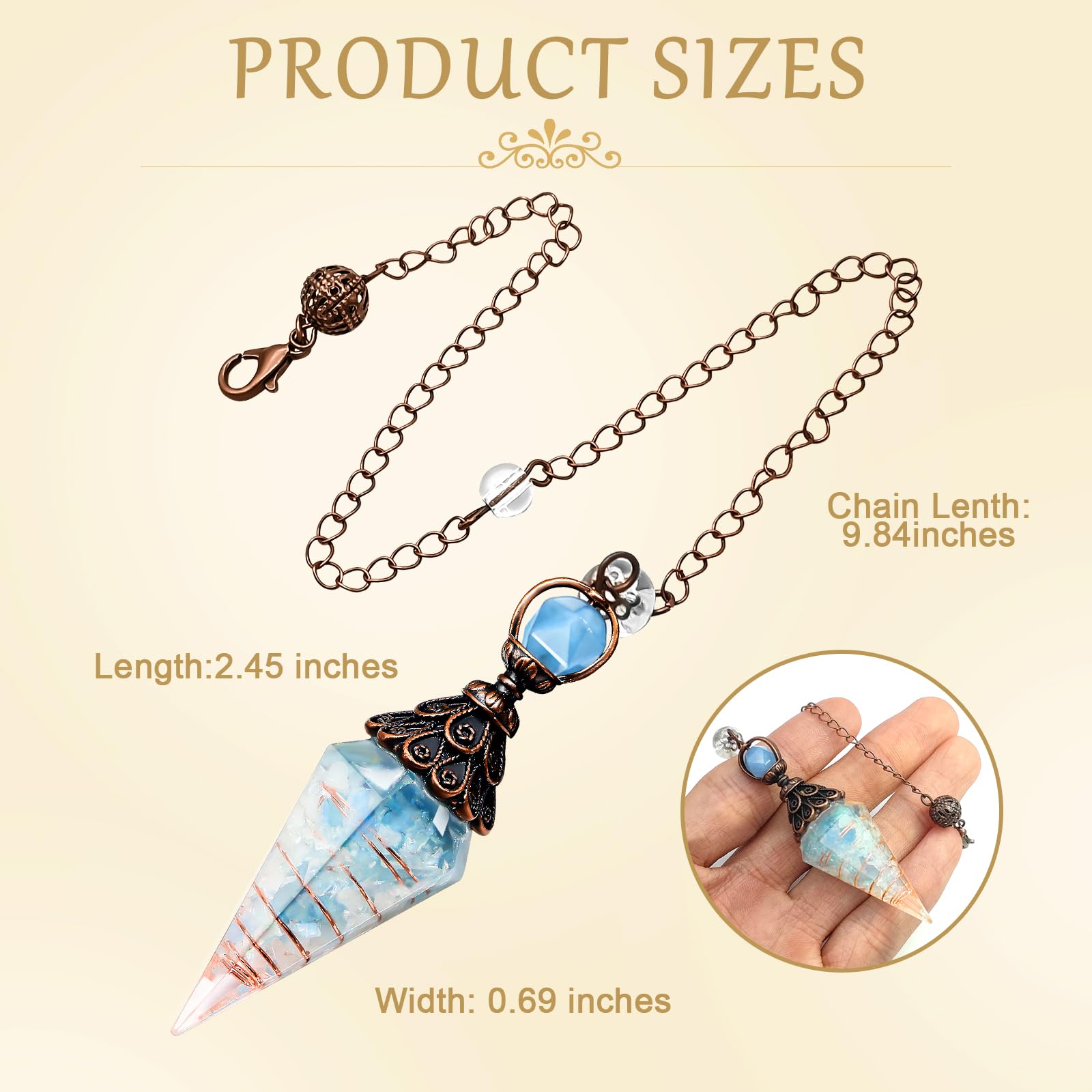 Hex-point grip on the Aquamarine pendulum supports secure, comfortable use.