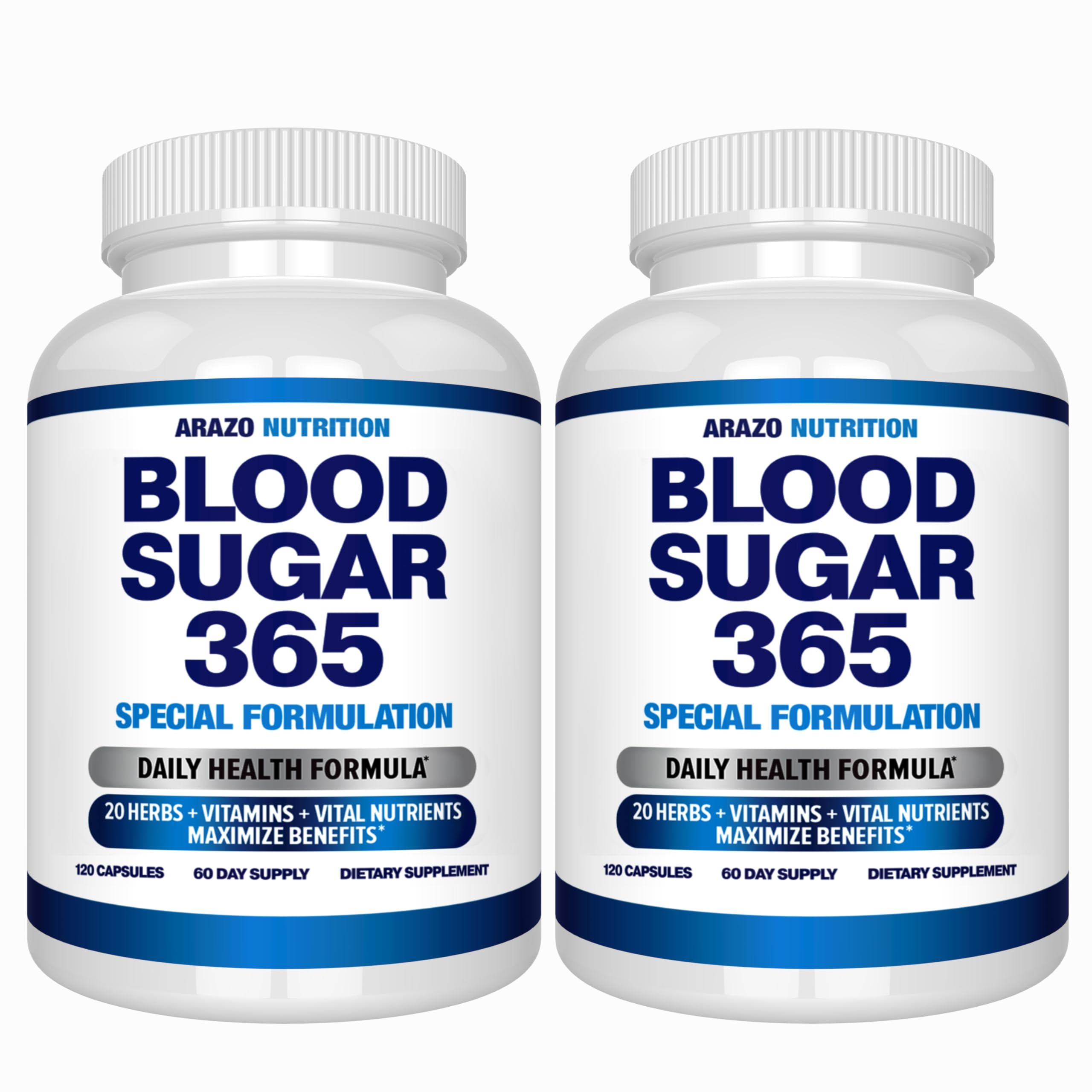 Arazo Nutrition Blood Sugar 365 bottle promoting daily energy support