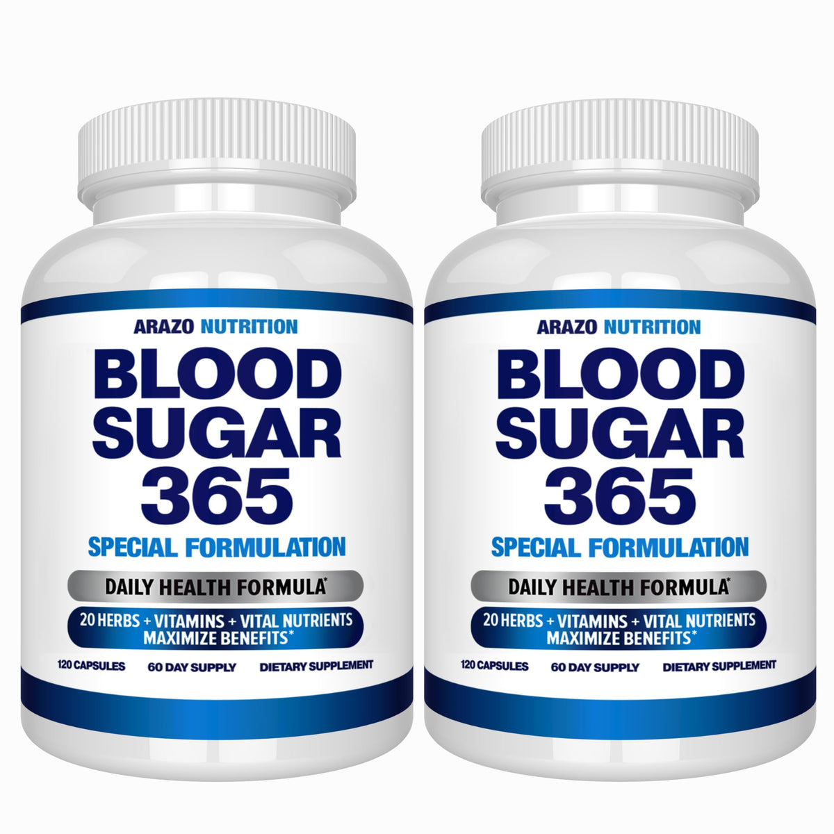 Arazo Nutrition Blood Sugar 365 bottle promoting daily energy support