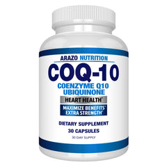 Arazo Nutrition CoQ10 200mg bottle front view for daily antioxidant support