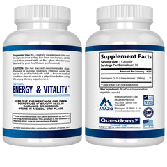 Close-up of Arazo Nutrition CoQ10 capsules with soft gel texture