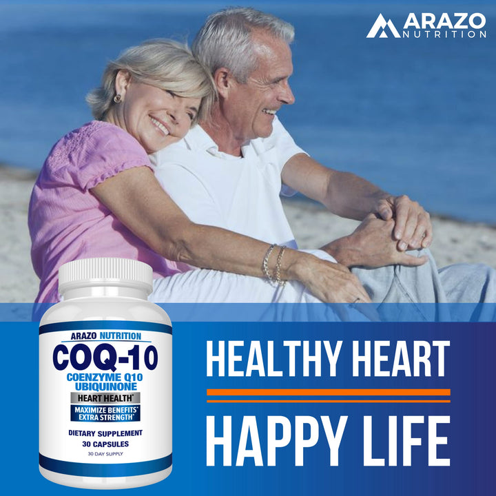 Hands hold Arazo Nutrition CoQ10 capsules for easy daily use