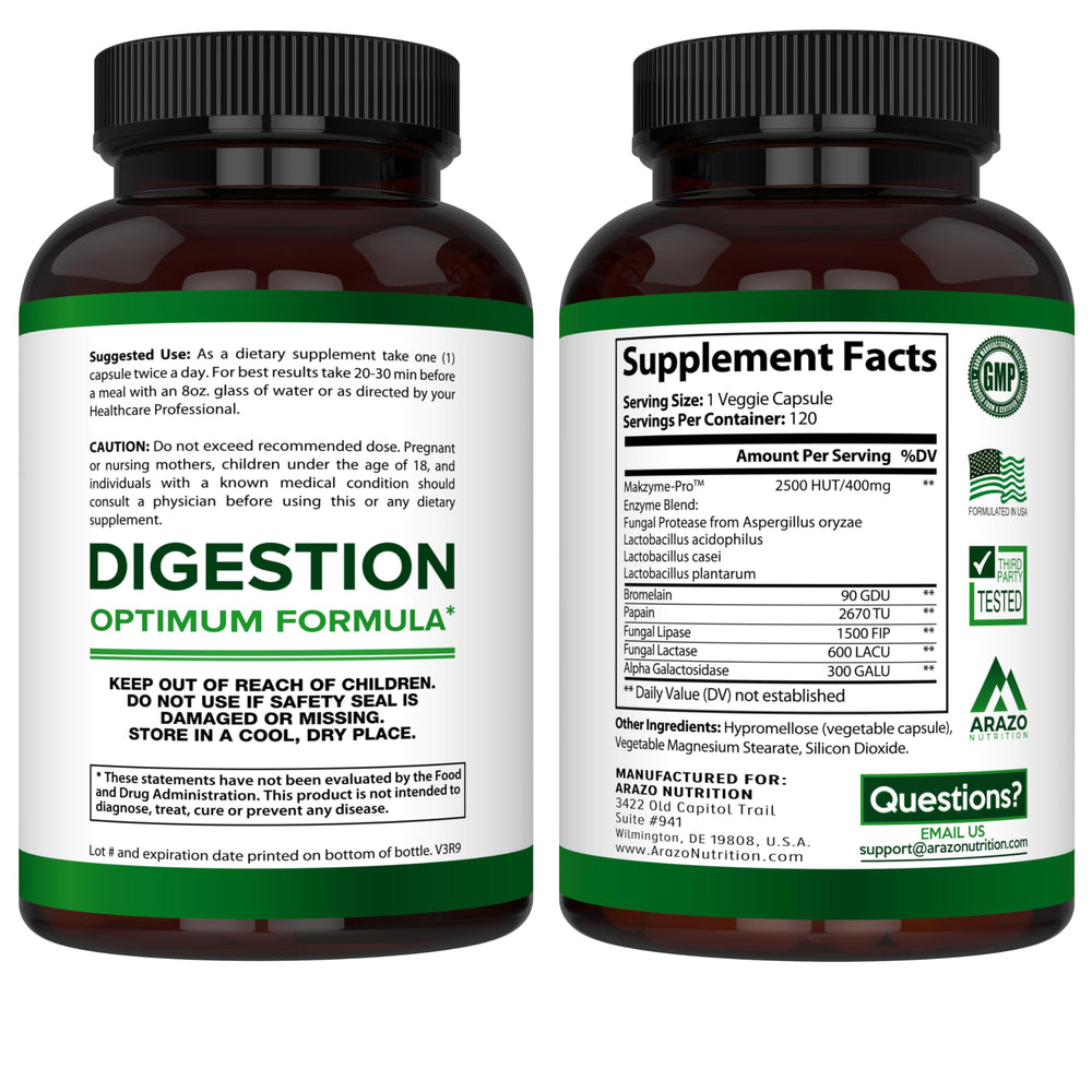 Arazo Nutrition Digestive Enzymes capsules ready to take with meals